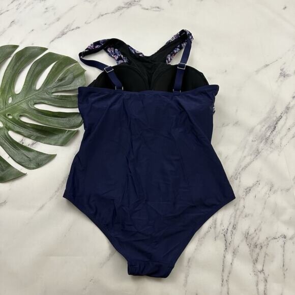 Swimsuits For All Womens One Piece Swim Suit Size 18 Blue Purple High Neck - Picture 4 of 8